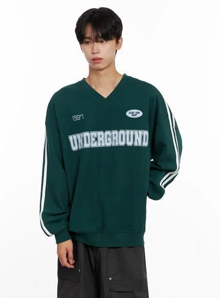 Men's Graphic V-Neck Sweatshirt IO516