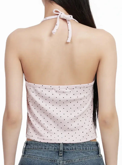 Polka Dot Halter Neck Top IM503