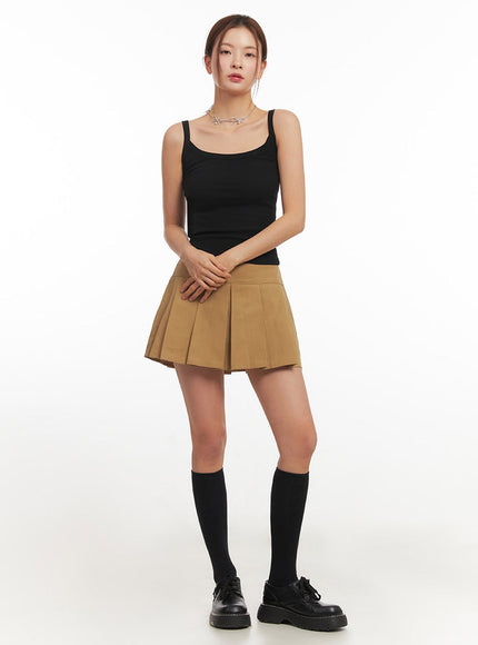 High-Waisted Pleated Mini Skirt  IM513