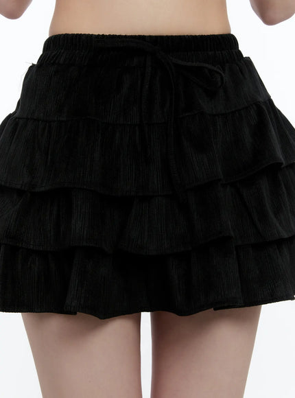 Layered Velvet Mini Skirt CN517
