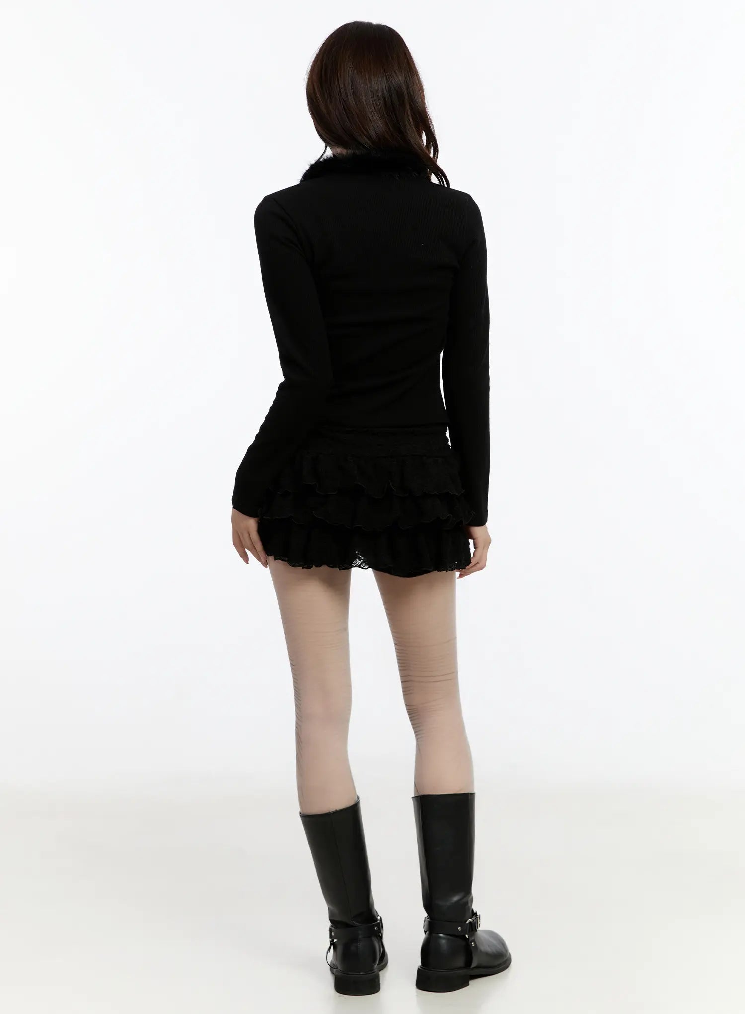 Low-Rise Lace Layered Mini Skirt CN524