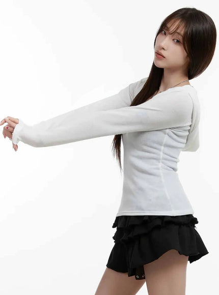 v-neck-button-slim-hooded-top-ij516