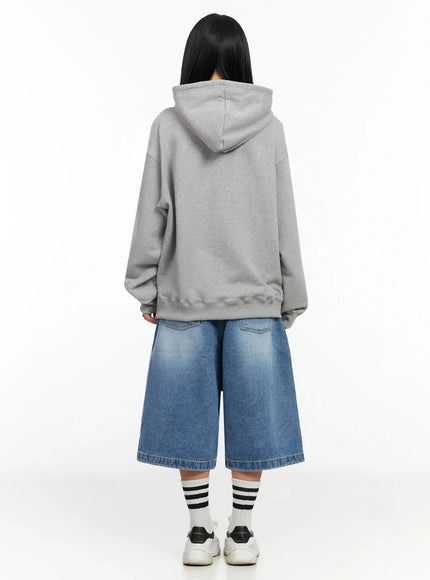 High-Waist Washed Wide-Leg Jorts IA507