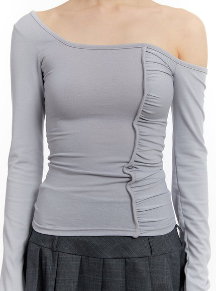 shirred-one-shoulder-long-sleeve-top-ca508