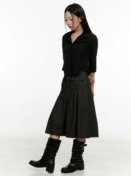 buckle-pleated-denim-midi-skirt-cl531