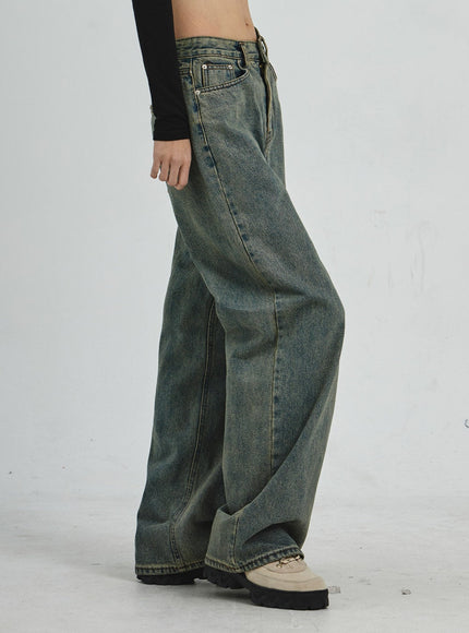 Vintage Washing Wide Leg Jeans CD06