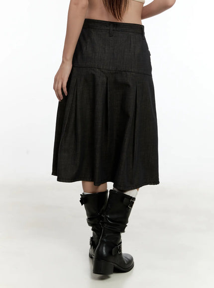 buckle-pleated-denim-midi-skirt-cl531