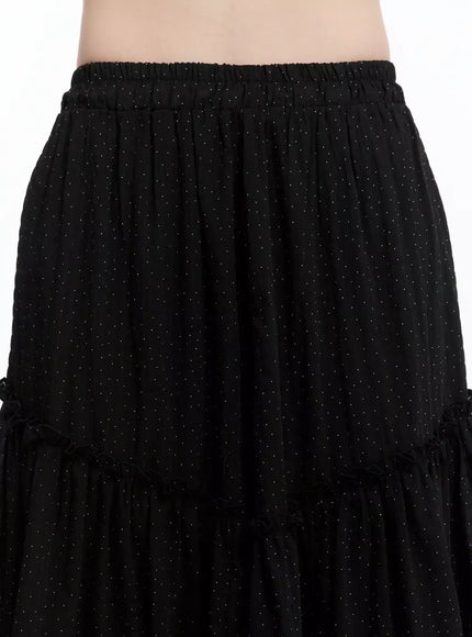 Polka Dot Ruffle Hem Midi Skirt IM513