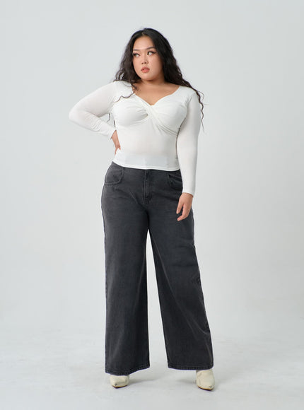 Plus V-Neck Twisted Bust T-Shirt IN16