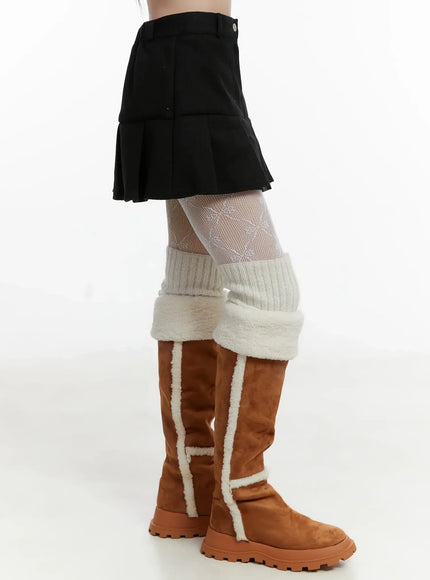 Fleece Pleated Mini Skirt IJ516