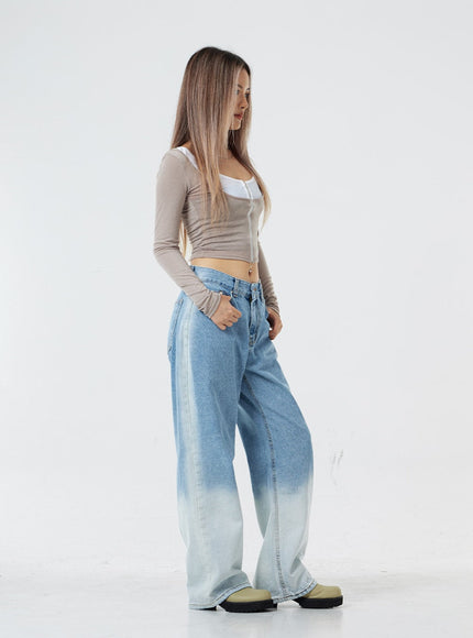 Two Tone Zip-Up Cropped Top CG31