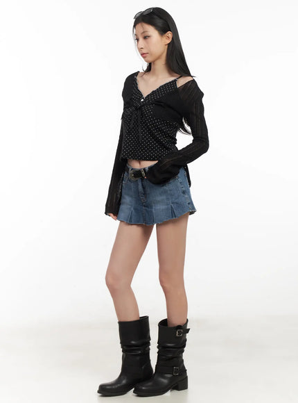pleated-distressed-denim-mini-skort-cl501