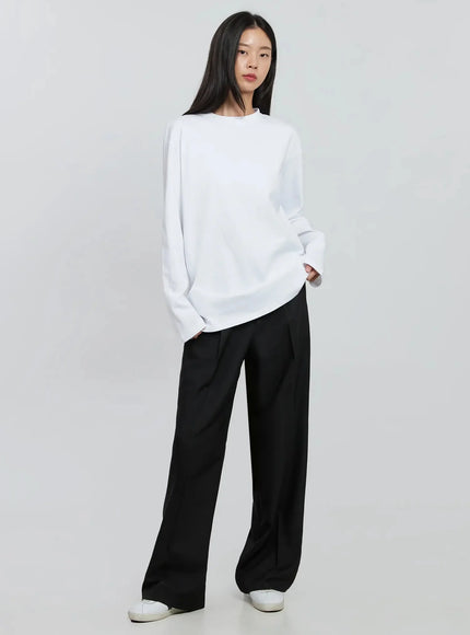Casual Long Sleeve Oversized Tee IN507