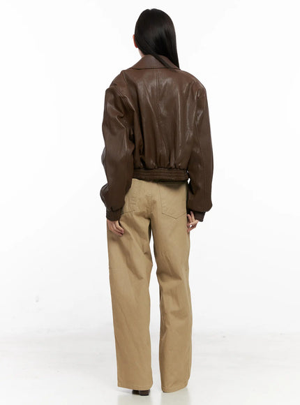 Crop Faux Leather Jacket CO531