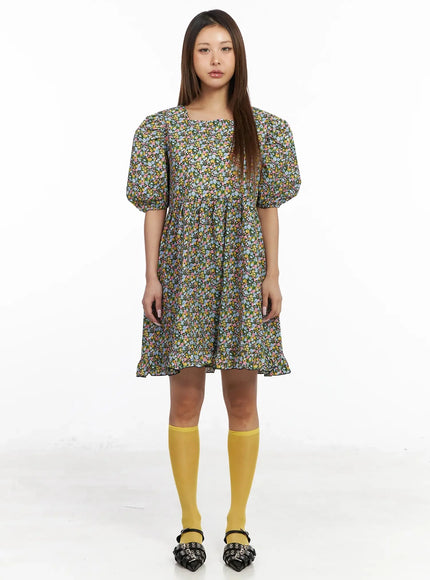 floral-puff-sleeve-babydoll-dress-iy501