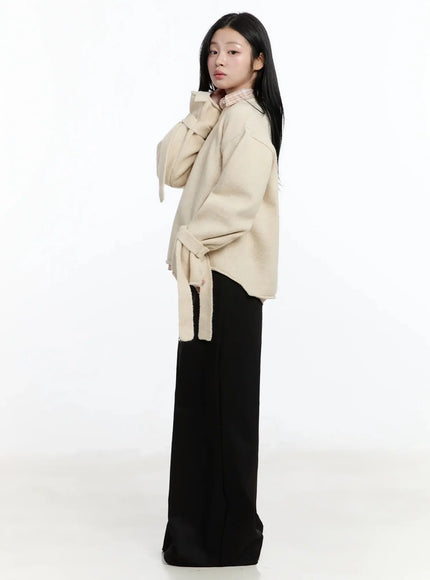 Ribbon Sleeve Knit Sweater IM513