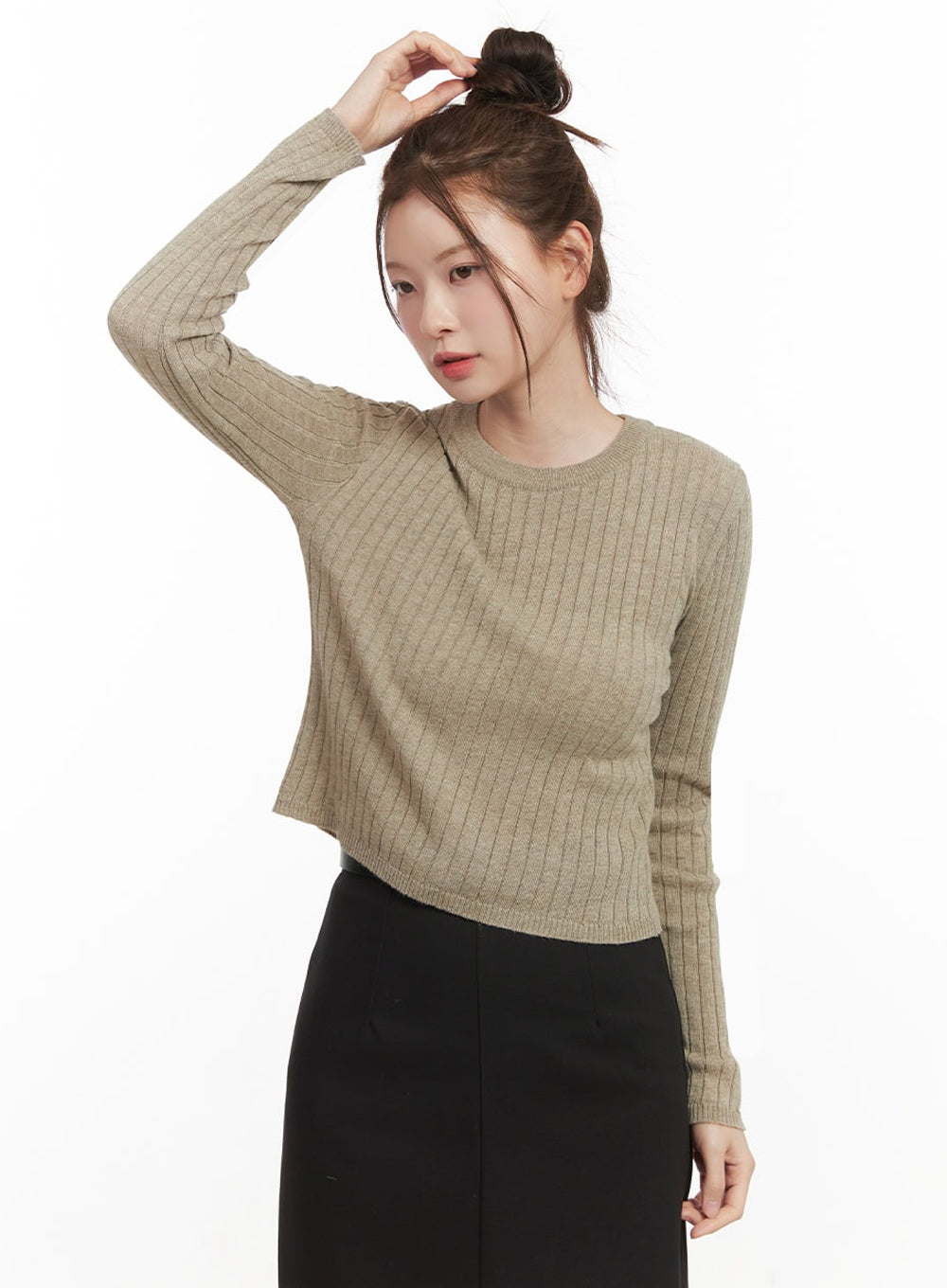 ribbed-cropped-sweater-if505 / beige