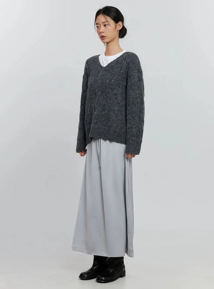 Elegant Satin Maxi Skirt IS516