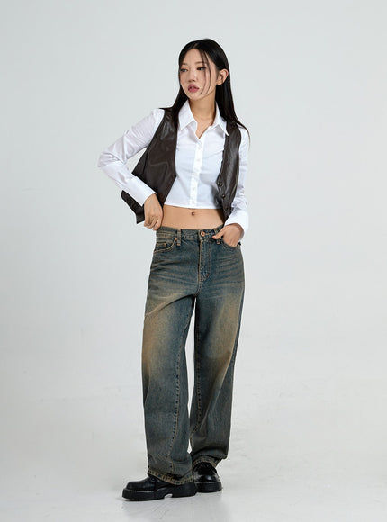 Vintage Washing Wide Denim Pants CO13