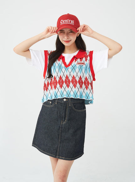 Vintage Color Denim Mini Skirt BG04