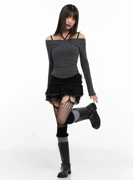 Off-Shoulder V-Neck Top IN503