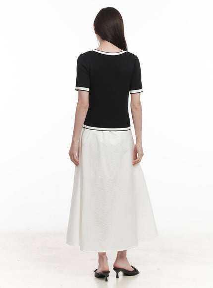 Flare Cotton Maxi Skirt IY513