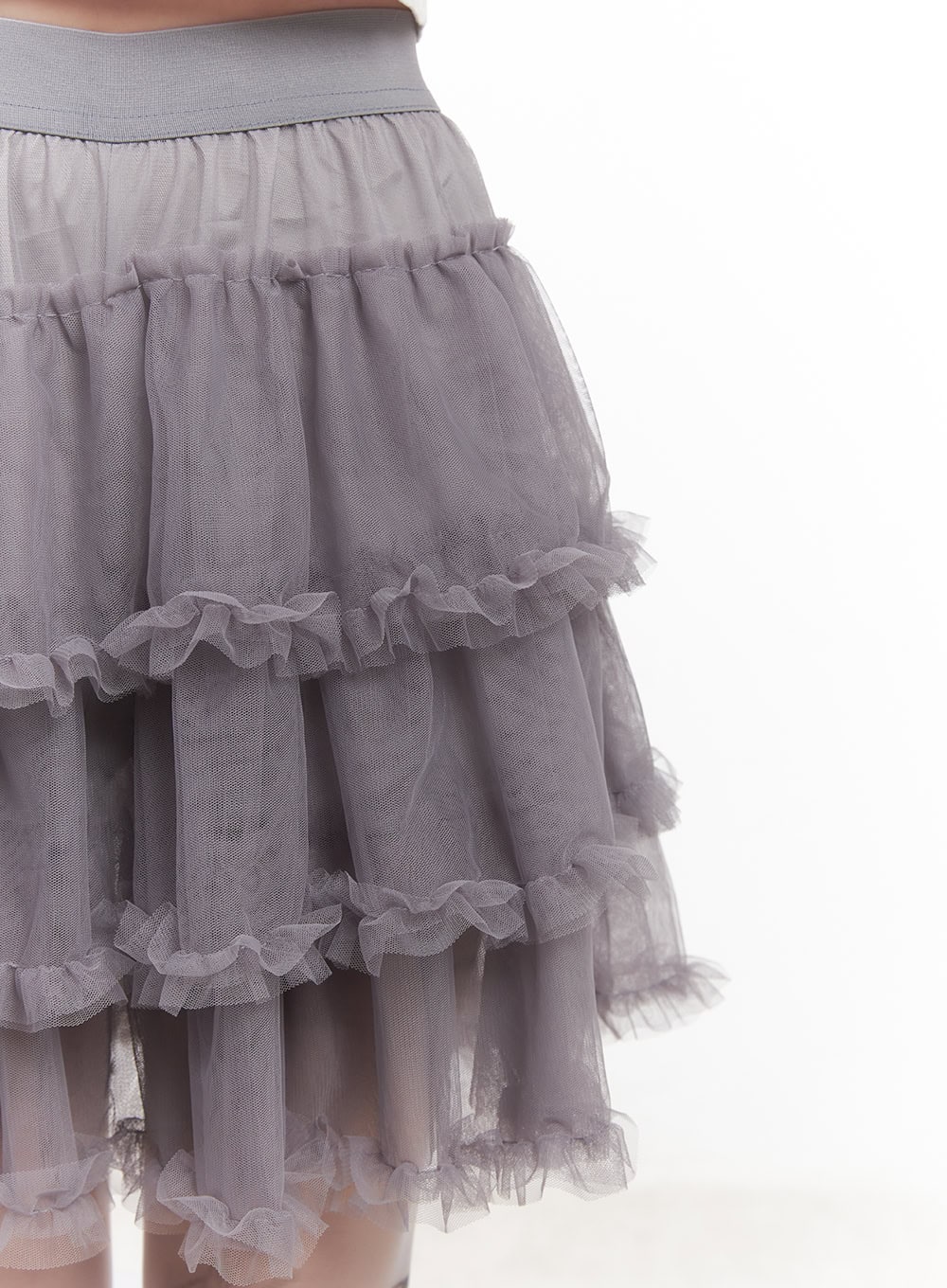 Tiered Ruffle Tulle Midi Skirt CM528