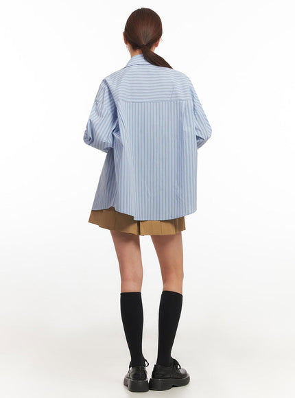 Loose-Fit Collared Striped Button-Up Shirt IM513