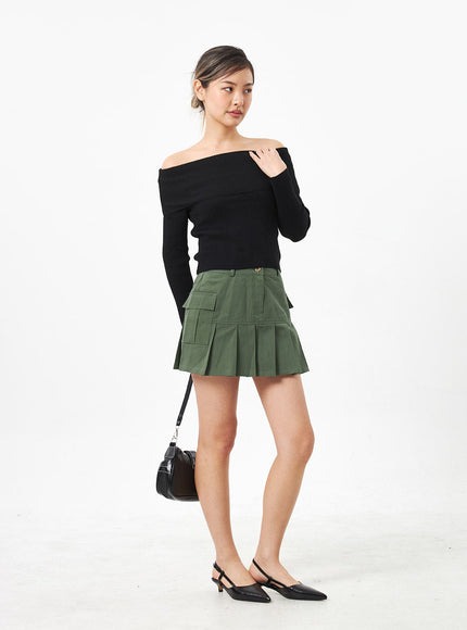Pocket Pleated Mini Skirt CA304