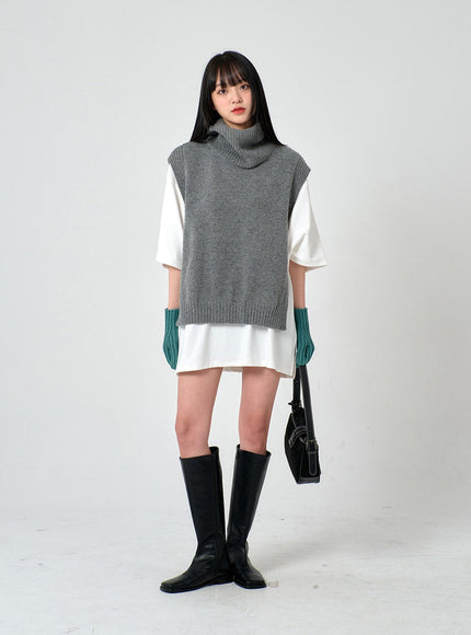 Turtleneck Cashmere Wool Vest OD01