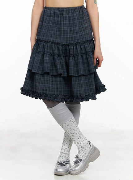 plaid-frill-tiered-midi-skirt-ia523