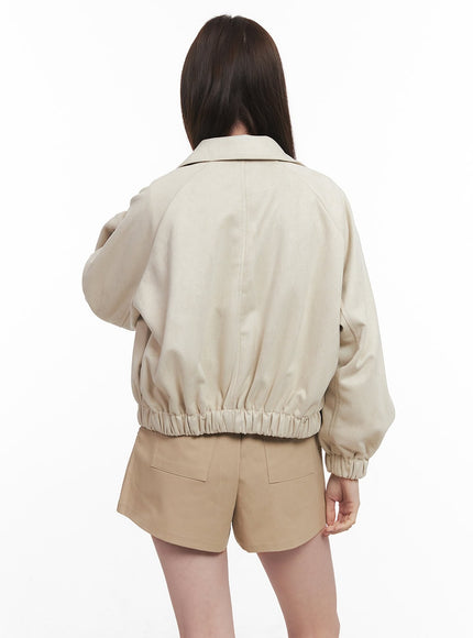 Zip-Up Suede Collared Jacket CM512