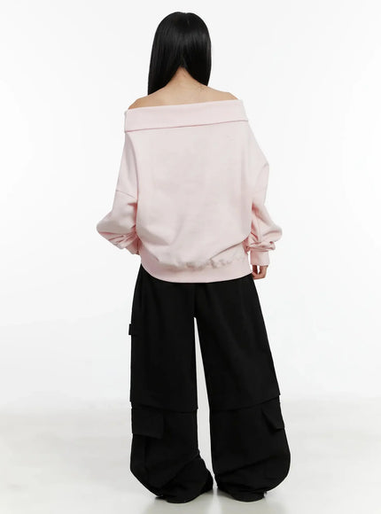Off-Shoulder Graphic Sweatshirt ID525