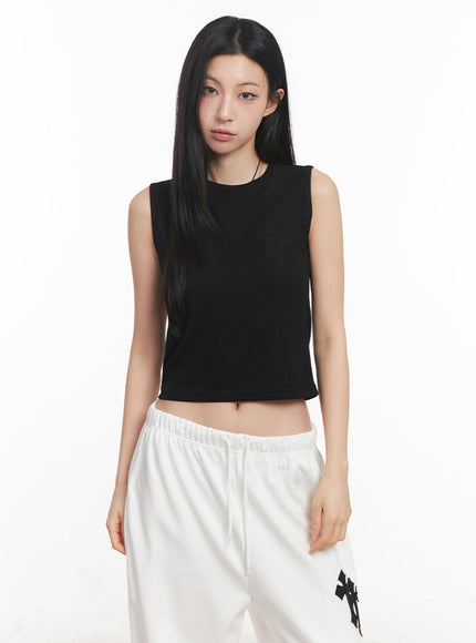 Patched Chic Sleeveless Top IY516