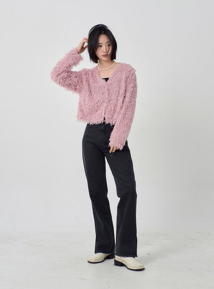 Faux Fur Button Cardigan OD26