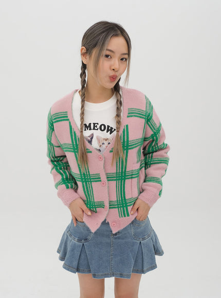 Check Pattern Cardigan J15