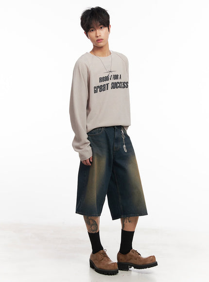 Men's Ribbed Graphic Raglan Sweatshirt IY508