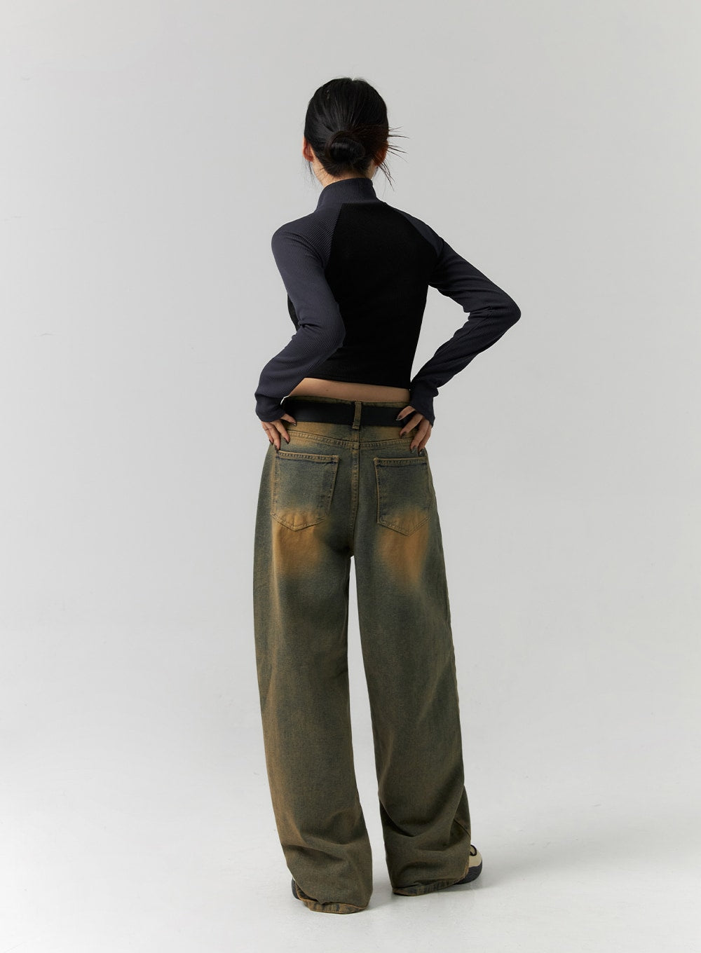【COLOR iN ID】wide brown washing denim Brown-wash Track Jeans – decadeworldwide