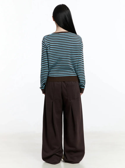 Striped Round Neck Knit Top IM519