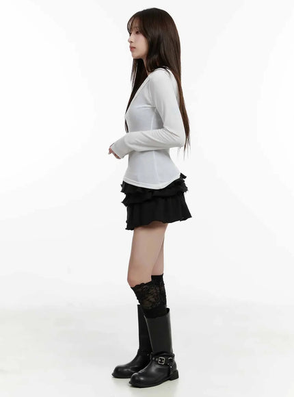 v-neck-button-slim-hooded-top-ij516