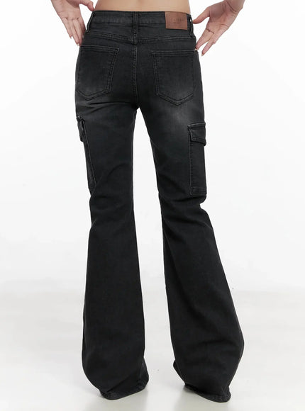 seowon-black-cargo-low-rise-bootcut-jeans-in514