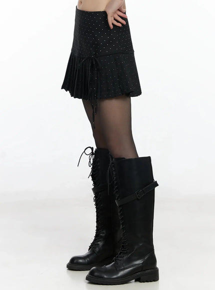 Polka Dot Pleated Mini Skirt IF505