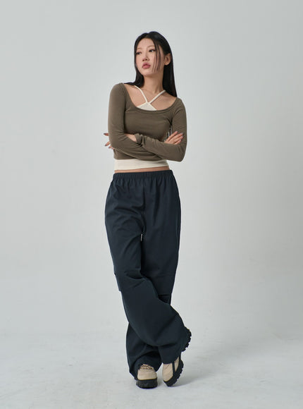 Drawstring Wide Track Pants IF314