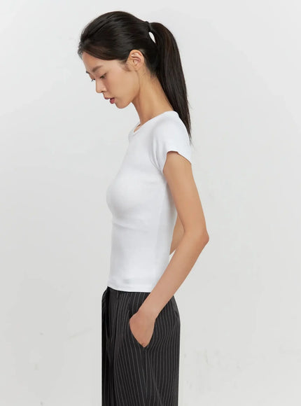 Round Neck Short-Sleeve Top IL528