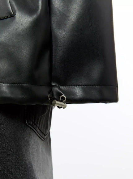 Men's Oversized Faux Leather Jacket IN506