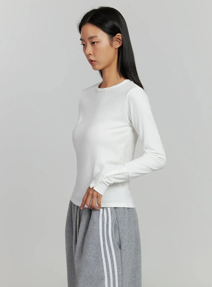 button-sleeve-ribbed-top-ij505