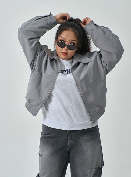 Plus Two Color V-Neck Sweatshirt IF317