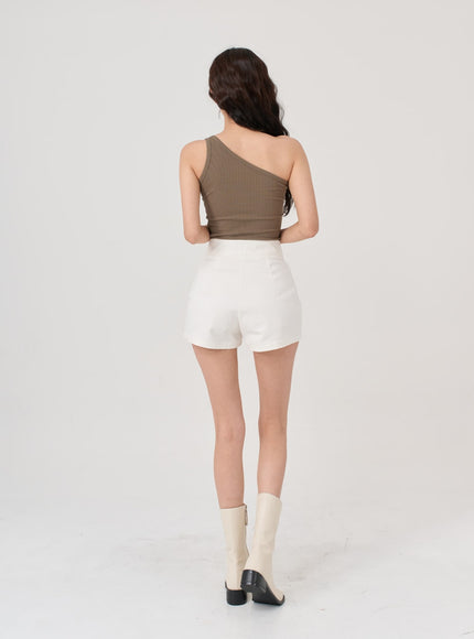 Side Belt Slit High Waist Short Pants IG18