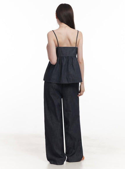 Cotton Denim Wide-Leg Pants IY509