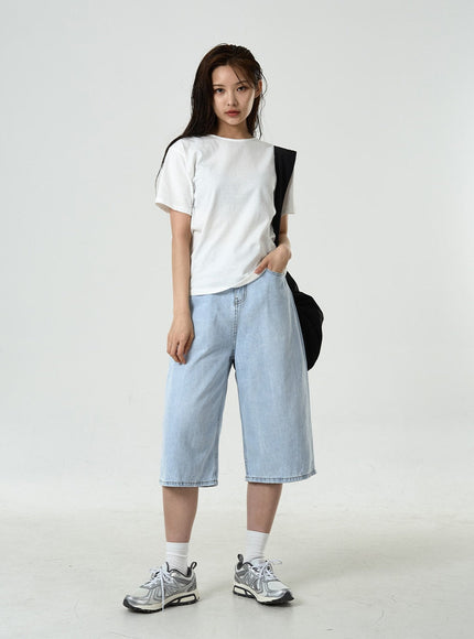 Basic Long Denim Shorts CU7